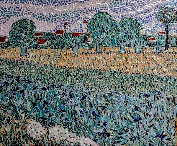 ARLES; Champ de blé avec iris, influence Vincent Van Gogh