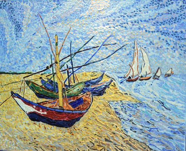 Photo Saintes-Maries-de-la-Mer - Les barques aux Saintes-Maries.influence,Vincent Van Gogh.