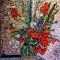Asnans Jura, fleurs d'été, mosaïque émaux de Briare. 50 x 60 cm.