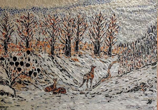 Photo Asnans-Beauvoisin - Asnans Jura. Effet de neige. Mosaïque émaux de Briare. 50 x 70 cm