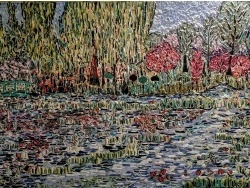 Photo dessins et illustrations, Asnans-Beauvoisin - Atelier mosaïques, Le jardin d'eau en émaux de Briare, 80 x 50 cm