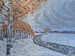 Photo dessins et illustrations, Asnans-Beauvoisin - Asnans Jura;Route de Pleure-Effet de neige-Tableau en émaux de Briare