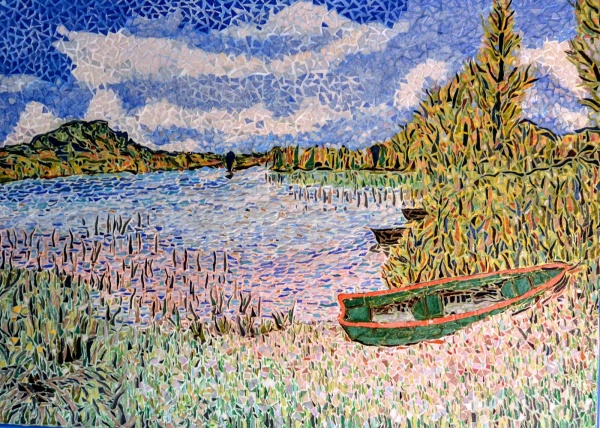 Photo Le Frasnois - Le lac d'Ilay,mosaïque en émaux de Briare.50 x70 cm.