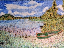 Photo dessins et illustrations, Le Frasnois - Le lac d'Ilay,mosaïque en émaux de Briare.50 x70 cm.