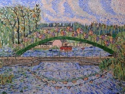 Photo dessins et illustrations, Briare - Briare Loiret;Pont du Rialto.Tableau en émaux de Briare-50 x 70 cm