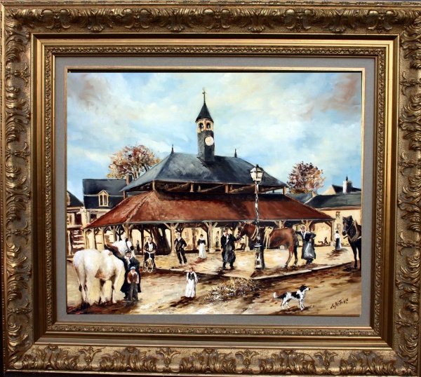 Photo Ladon - LA HALLE DE LADON :  Tableau à l'huile réalisé par Gérard VICTOIRE (coté à Drouot)