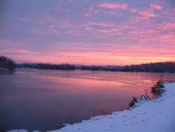 Photo paysage et monuments, La Chartre-sur-le-Loir - lac gelé et lever de soleil