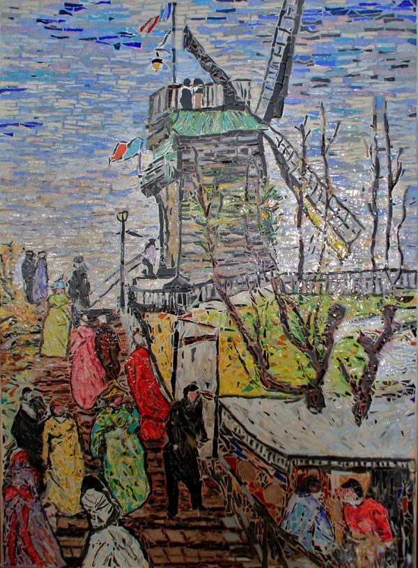 Photo Paris - Montmartre.Le moulin de Blute-fin-mosaïque en émaux de Briare.