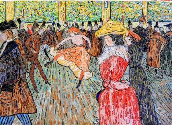 Montmartre,Mosaïque la Danse au Moulin-Rouge.