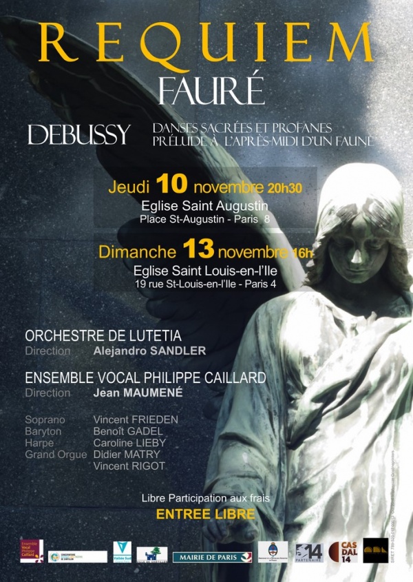 Affiche Requiem de Fauré: Orchestre de Lutetia, novembre 2016