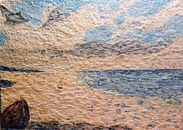 Photo Dieppe - La mer à Dieppe.Influence Eugène Delacroix.Mosaïque en émaux de Briare.