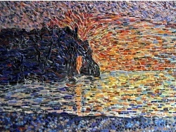 Photo dessins et illustrations, Étretat - Etretat;effet de soleil couchant-Influence,Claude Monet.