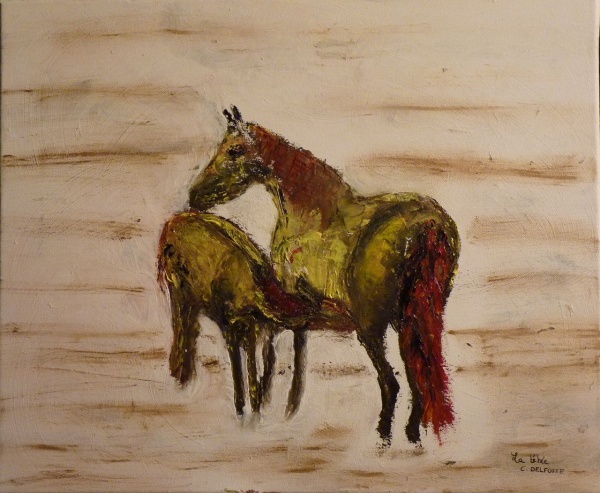 Photo Manneville-la-Goupil - Chevaux, huile au couteau