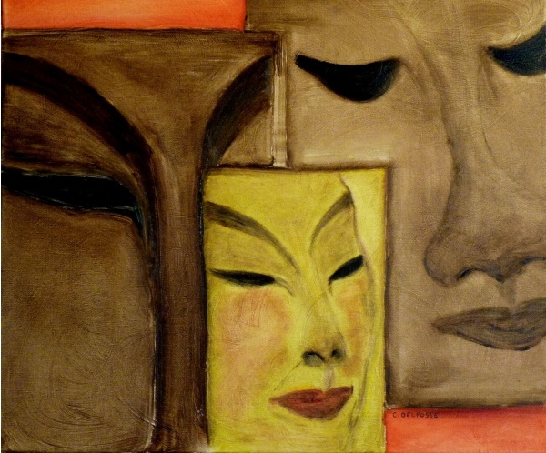 Les masques, acrylique sur toile
