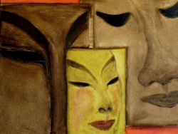 Les masques, acrylique sur toile