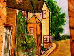 Maison, acrylique sur papier