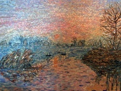Photo dessins et illustrations, Moisson - Soleil couchant à Lavacourt.Influence,Claude Monet.