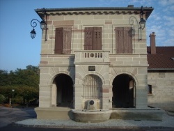 Photo paysage et monuments, Belmont-lès-Darney - Place PONSCARME avec sa fontaine et son lavoir octogonal