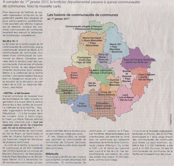 Sarthe : de 28 à 15 communautés de communes